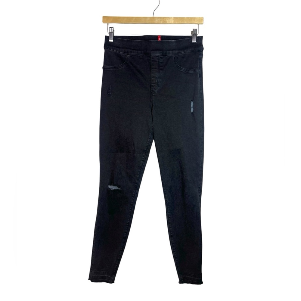 Spanx Women’s Black Distressed Ankle Skinny Denim Jean Leggings 20213R Size L